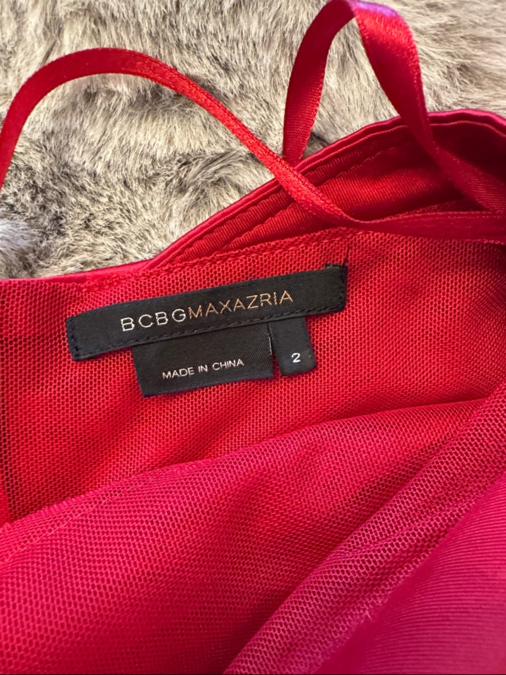 BCBGMAXAZRIA Red V-Neck Tiered Mini Dress - Picture 8 of 12